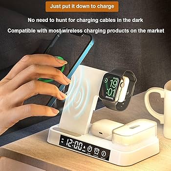4 In 1 Multifunction Wireless Charger Station With Alarm Clock Display