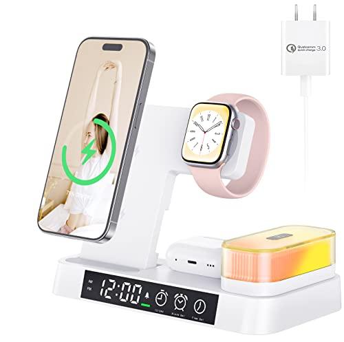 4 In 1 Multifunction Wireless Charger Station With Alarm Clock Display