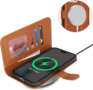 ZHUSE Wallet Wireless Power Bank – Brown & Black Leather Edition