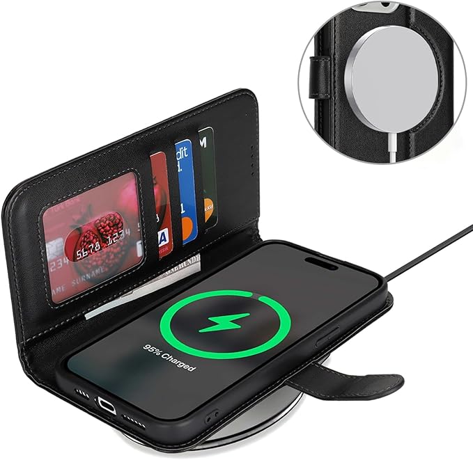 ZHUSE Wallet Wireless Power Bank – Brown & Black Leather Edition